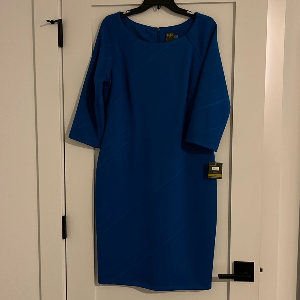 NWT Taylor royal blue textured shift dress Size 14